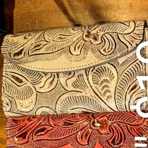 Tan Tooled Leather Ladies Wallet